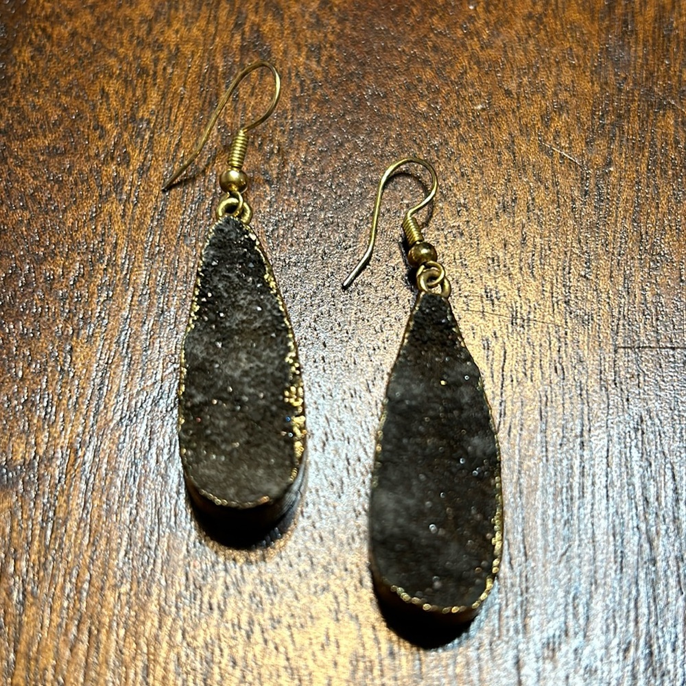 Kinsley Armelle Black Druzy Earrings SALE!!!